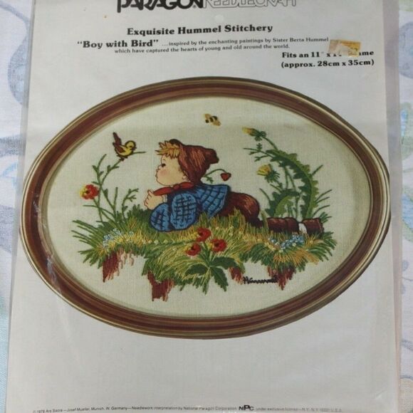 Vintage HUMMEL Boy With Bird Needlecraft Picture - Picture 8 of 8